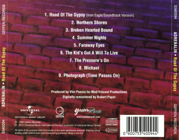 Adrenalin - Road Of The Gypsy Yesterrock Remaster back cover